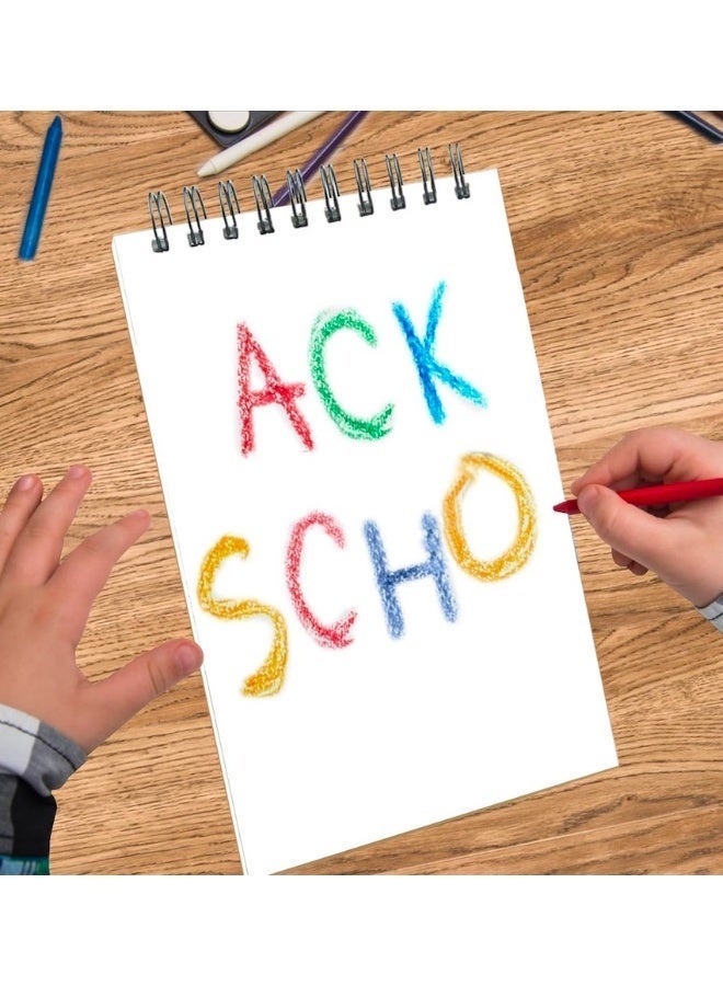 دفتر رسم صغير 5.5 × 8.5 بوصة، لوحة رسم ذات غلاف حلزوني علوي، 100 ورقة لكل ورقة، ورق رسم 68 رطل/100 جرام لكل متر مربع، لوحة رسم للأطفال والكبار، مثالية لأقلام الرصاص الملونة وأقلام الرصاص وأقلام التلوين وأقلام الباستيل الزيتية والرسومات، عبوة واحدة - Image 4